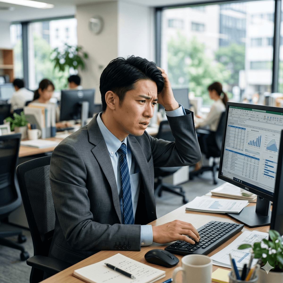 悩む若手ビジネスパーソン